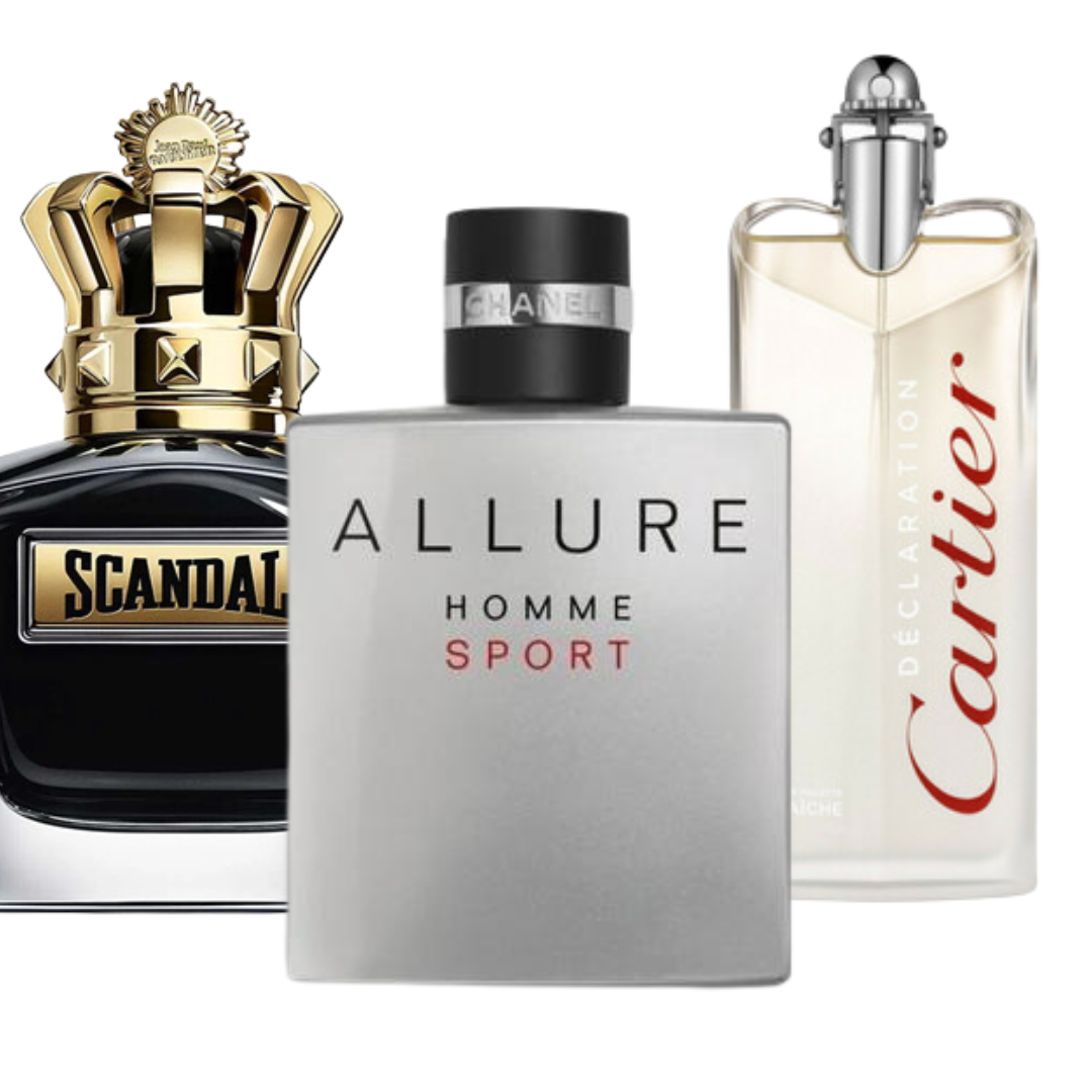 KIT CON 3 PERFUMES: Allure Homme Sport, Jean Paul Gaultier Scandal, Cartier Declaration (Eau de Parfum)
